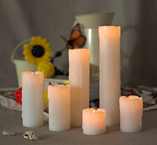 Set of 6 - LED Ivory Battery Operated Flameless Light Flickering Candle with Timer - West Ivory LED Lighting 