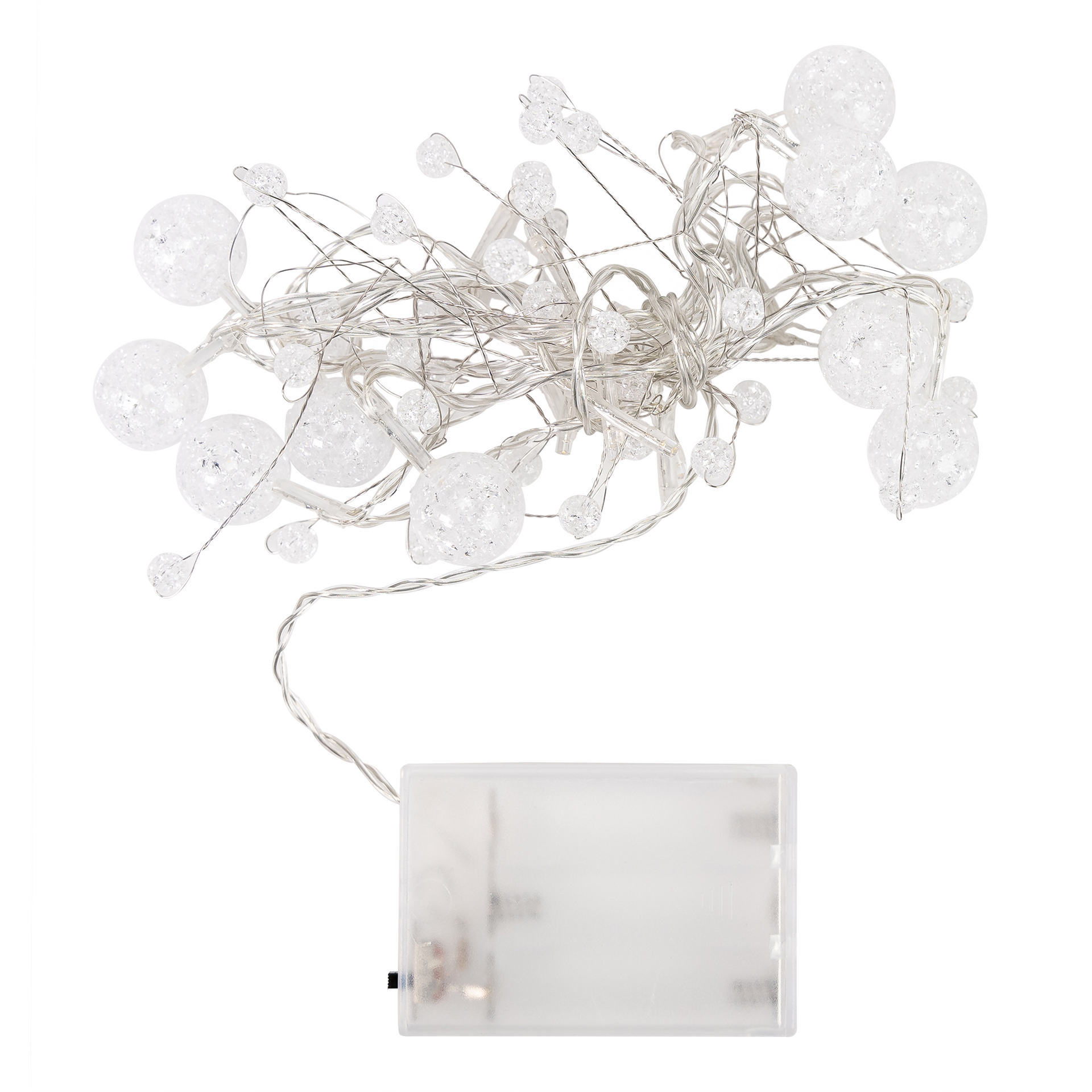 20 LED Clear Balls and Beads String Fairy Light 5.5 feet  Battery Powered, Warm White - West Ivory LED Lighting 