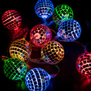 20 LED String Light Mirror Disco Balls Mixed Multi-Colors 10.5 feet Battery Powered - West Ivory LED Lighting 