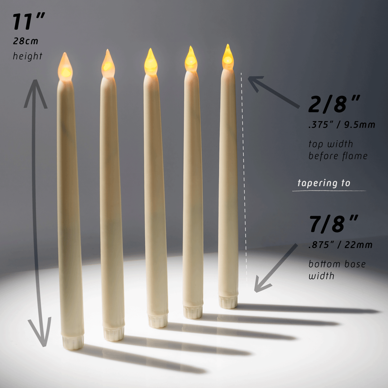 11" Ivory Taper Flameless LED Faux Wax Candle Lights 6 Pack - West Ivory LED Lighting 