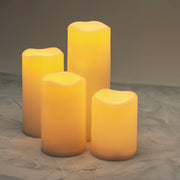 Flameless Timer LED Flickering Candle Set of 4 - Pillar Light Realistic Ivory Warm White Wax Candles Battery Operated - West Ivory LED Lighting 