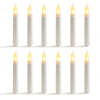 Set of 12 - 6.25" Warm White Flameless LED Taper Candles Mini Battery Operated Wax Dipped White Body - West Ivory LED Lighting 