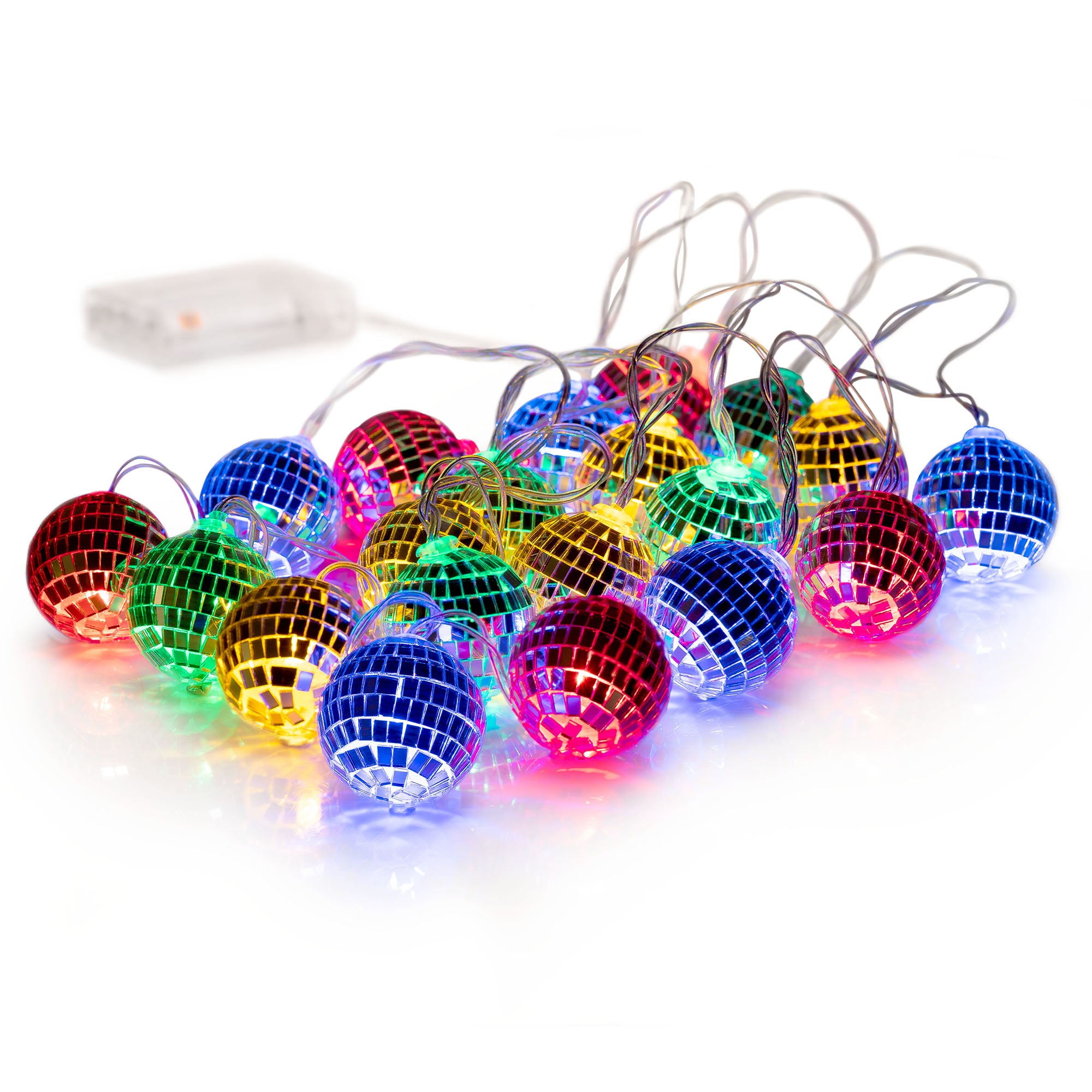 Disco Ball LED String Lights Pink 8.5” Flexible Wire 10 Disco Balls