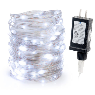 COOL WHITE Flexi Ribbon LED String Lights 33ft 100 LEDs 8 Modes w/6H Timer Waterproof - West Ivory LED Lighting 