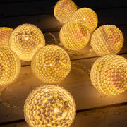 10 LED Sequined Globe Balls String Fairy Light 6 feet  Battery Powered, Warm White - West Ivory LED Lighting 