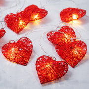 10 LED String Fairy Light 5.5ft Red Twine Hearts w/Metal Frame Battery Powered Warm White - West Ivory LED Lighting 