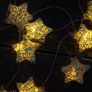 10 LED Metal Covered Stars String Fairy Light 6 feet  Battery Powered, Warm White - West Ivory LED Lighting 