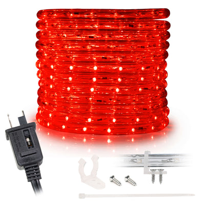 Red 3/8" Thick LED Rope Lights | IP65 Indoor/Outdoor Lighting | ETL Certified - West Ivory LED Lighting 