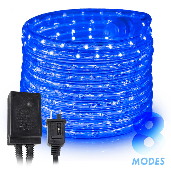 Blue 1/2" LED Rope Lights with 8 Lighting Modes Controller, IP65, Linkable - West Ivory LED Lighting 