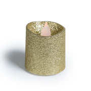 LED Gold Glitter Tea Light Flameless Faux Wax Candles 6 Pack - West Ivory LED Lighting 