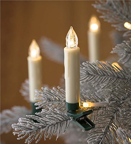 10 Pack 3.5" Battery Operated Flameless Flickering Taper Candles with Timer Remote Control & Clip - West Ivory LED Lighting 