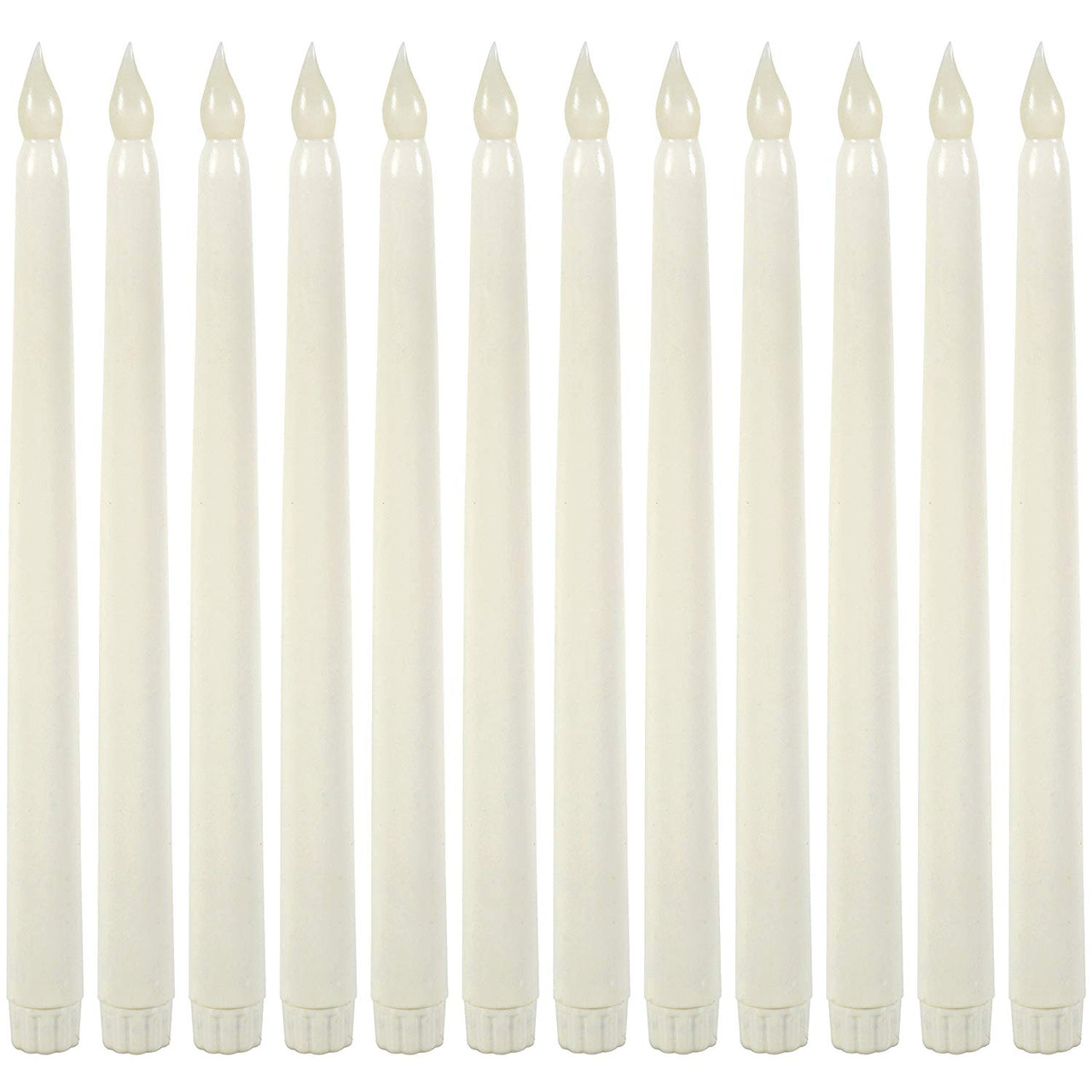 11" Ivory Taper Flameless LED Faux Wax Candle Lights 12 Pack - West Ivory LED Lighting 