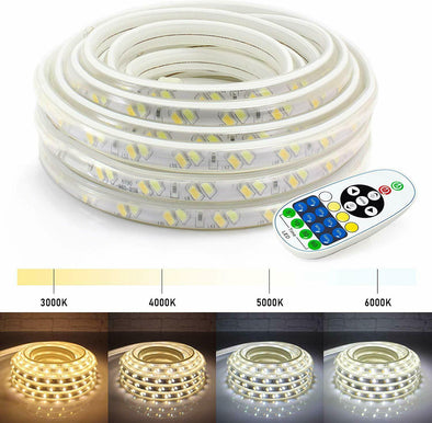 West Ivory Warm White to Cool White SMD 5630 LED Flexible Dimmable Indoor/Outdoor Light Strip (4 Colors) Remote Timer - West Ivory LED Lighting 